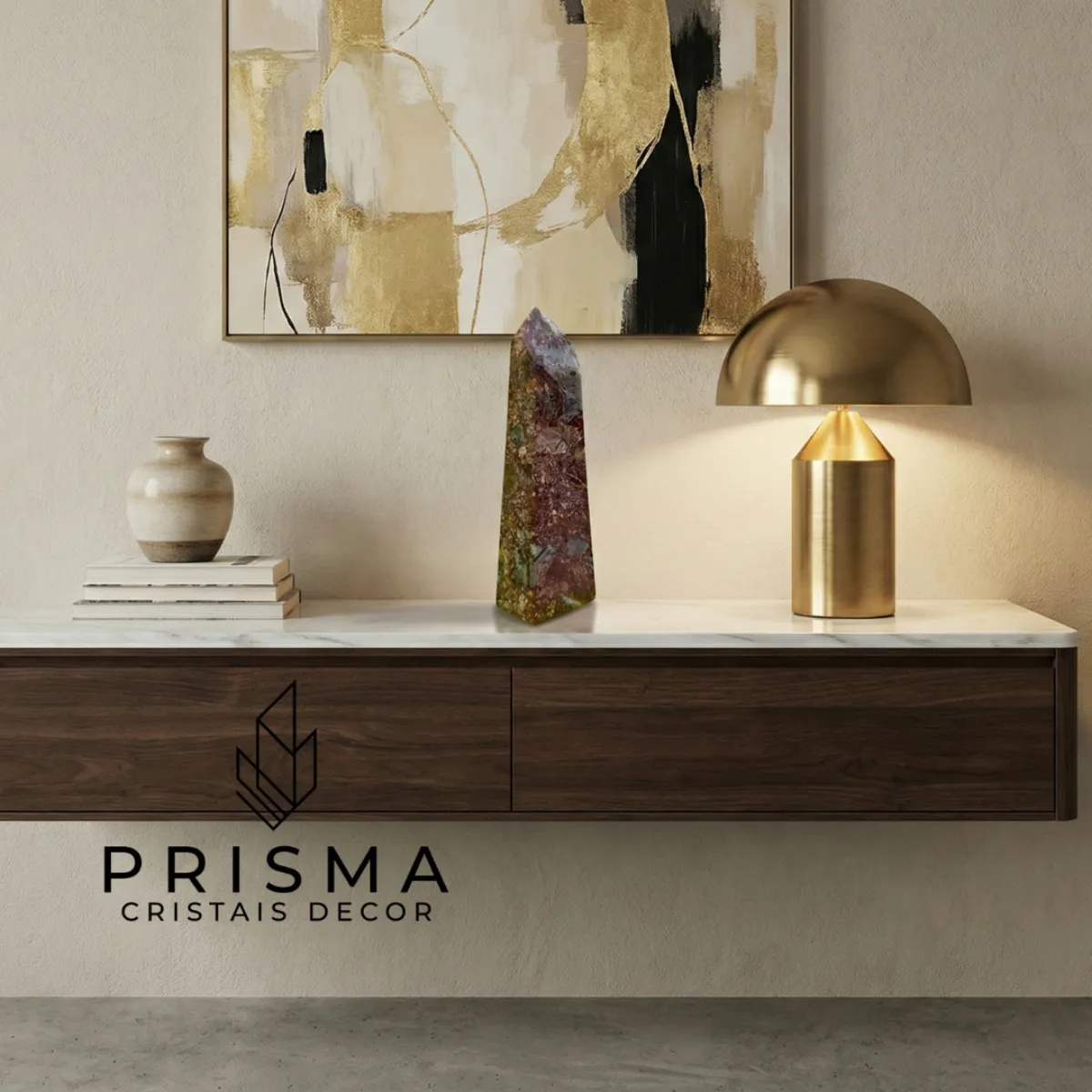 Ponta de Calcedônia Mosaico em ângulo mostrando geometria sextavada - cristal gerador Prisma Cristais