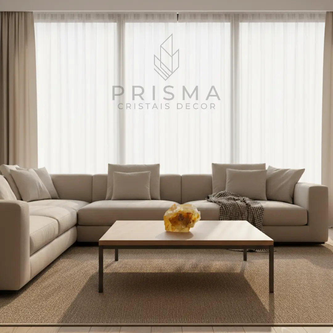 Citrino Bruto em perspectiva lateral revelando estrutura geológica milenar