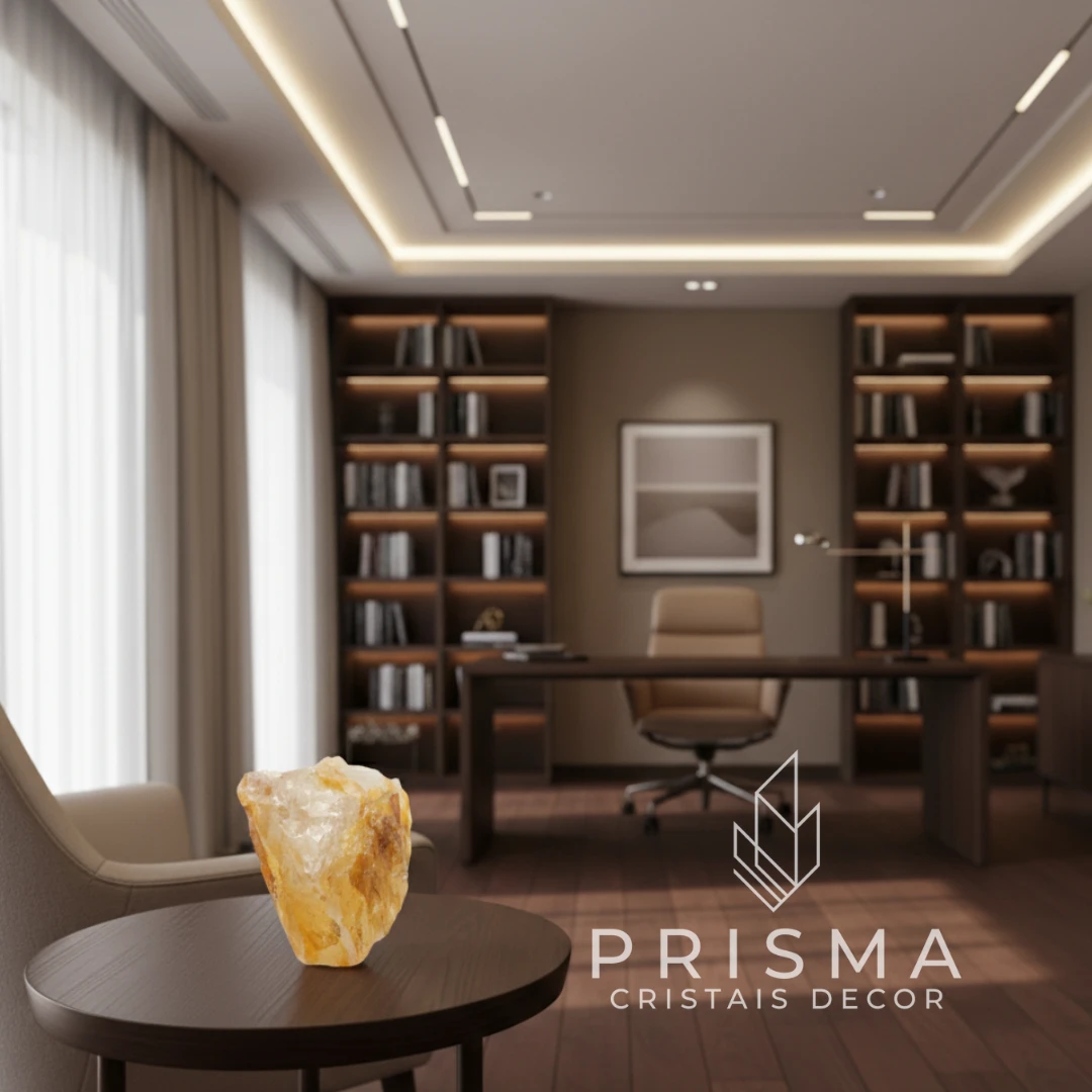 Citrino Bruto natural em tons dourados profundos com formação cristalina preservada