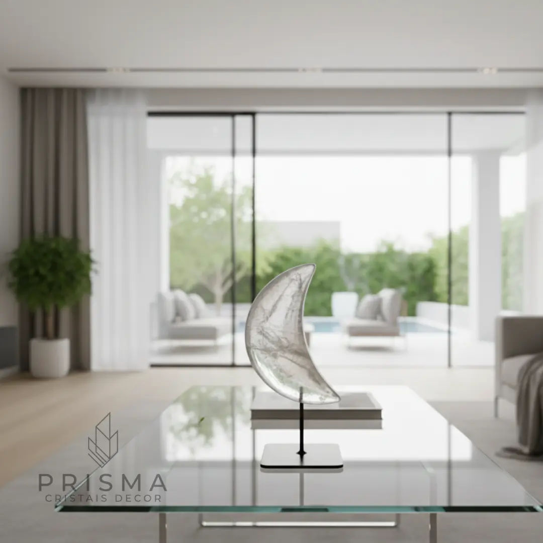 Vista lateral mostrando transparência e brilho do quartzo 75% pureza