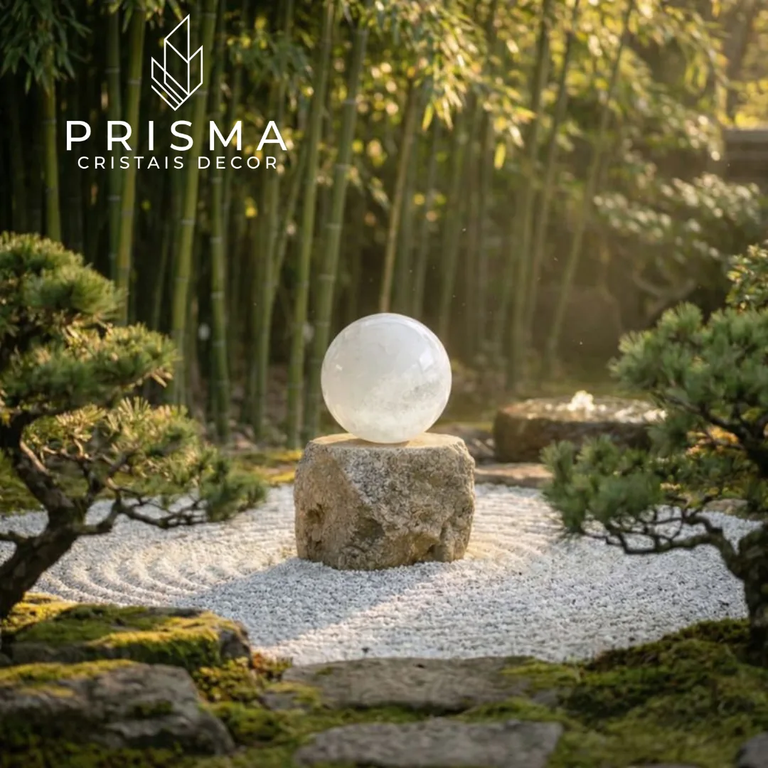 Esfera de Quartzo Leitoso 21 cm — peça única para decoração sofisticada Nova Lima