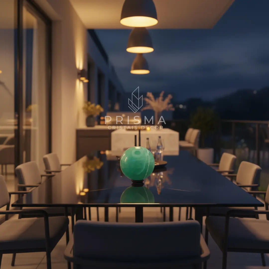 Esfera de Quartzo Verde - Cristal decorativo de alto padrão com lapidação perfeita