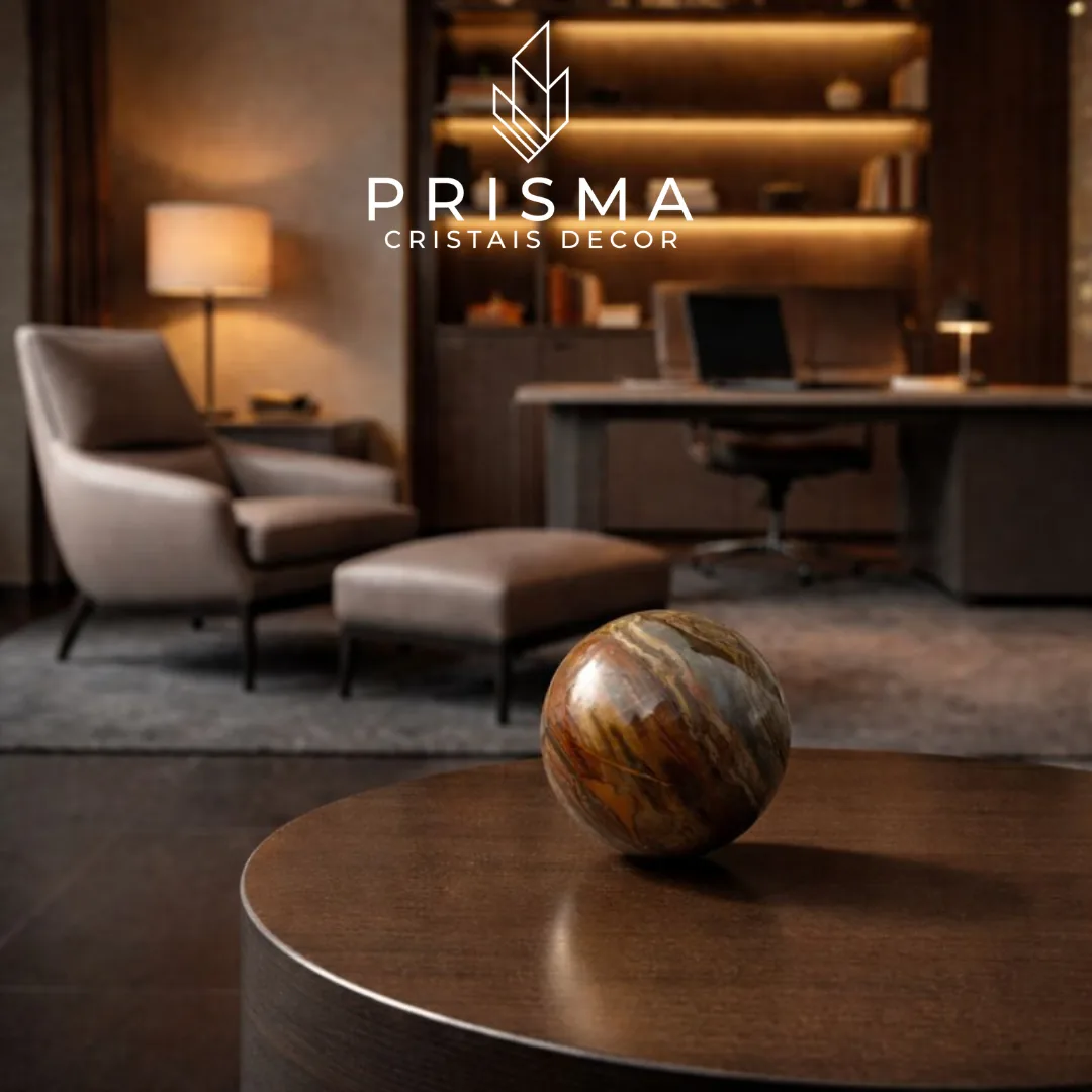 Esfera de Jaspe 2 - detalhe dos veios naturais e padrões únicos irreproduzíveis