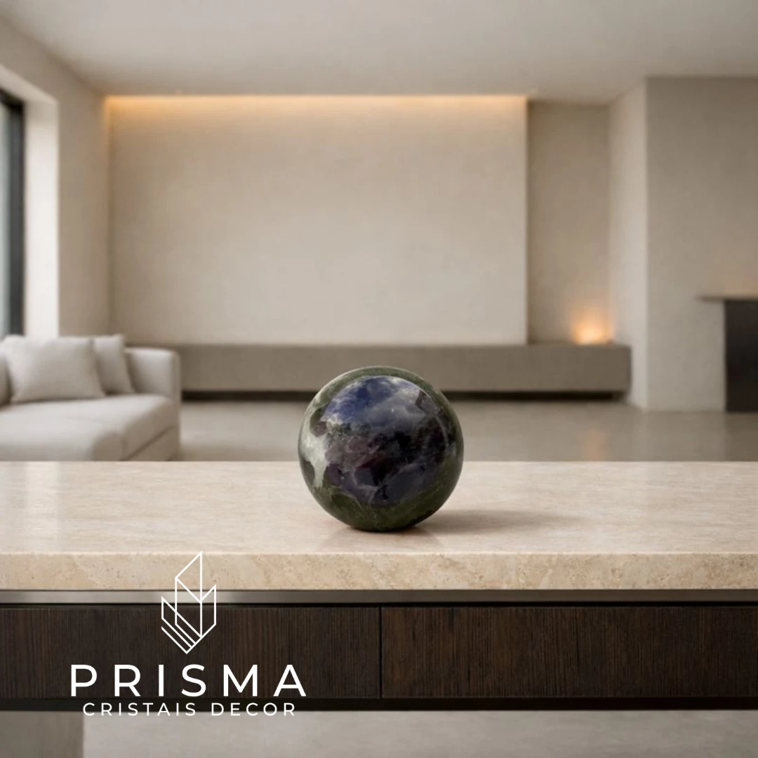 Esfera de Ametista Chevron mostrando tonalidades púrpura profundas