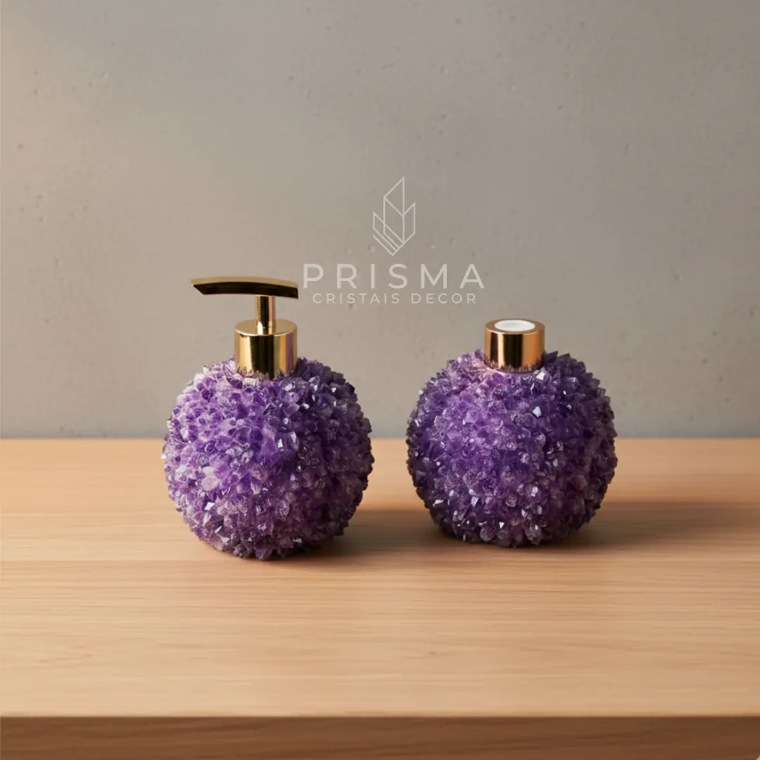 Cristal de ametista premium em peças funcionais para autocuidado