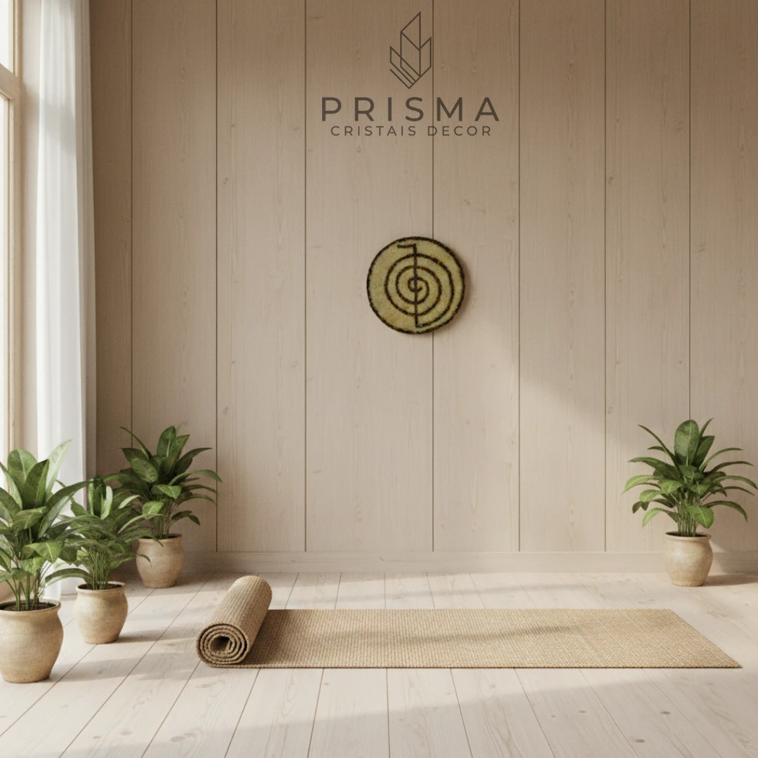 Detalhe dos cristais naturais na Mandala Espiral - arte exclusiva sequência de Fibonacci