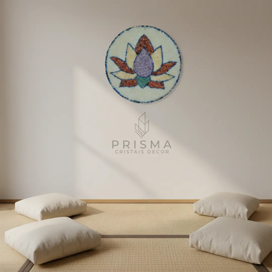 Vista completa da Mandala Lótus - arte decorativa de alto padrão