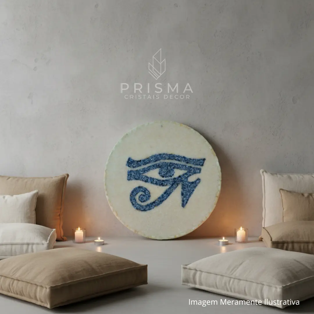 Mandala Olho de Hórus artesanal com cristais - decoração premium egípcia