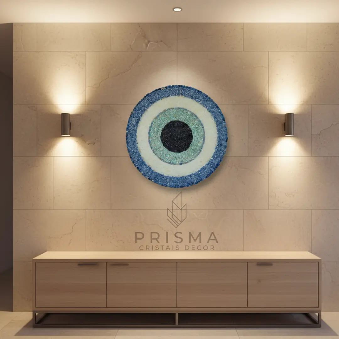 Mandala artesanal com cristais naturais - arte espiritual decoração alto padrão