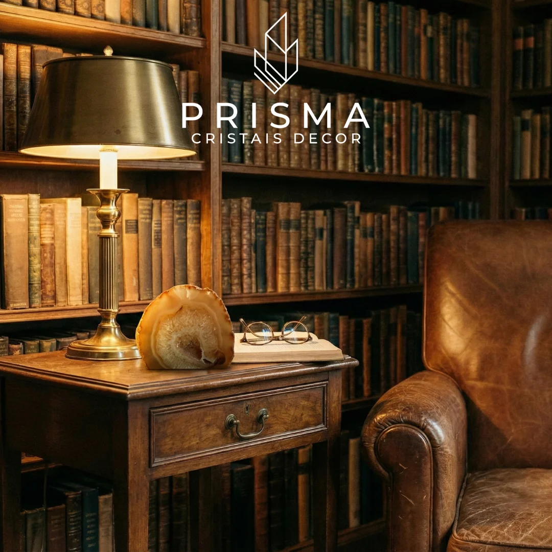 Mini Geodo de Ágata em composição decorativa de alto padrão — cristais Mangabeiras BH