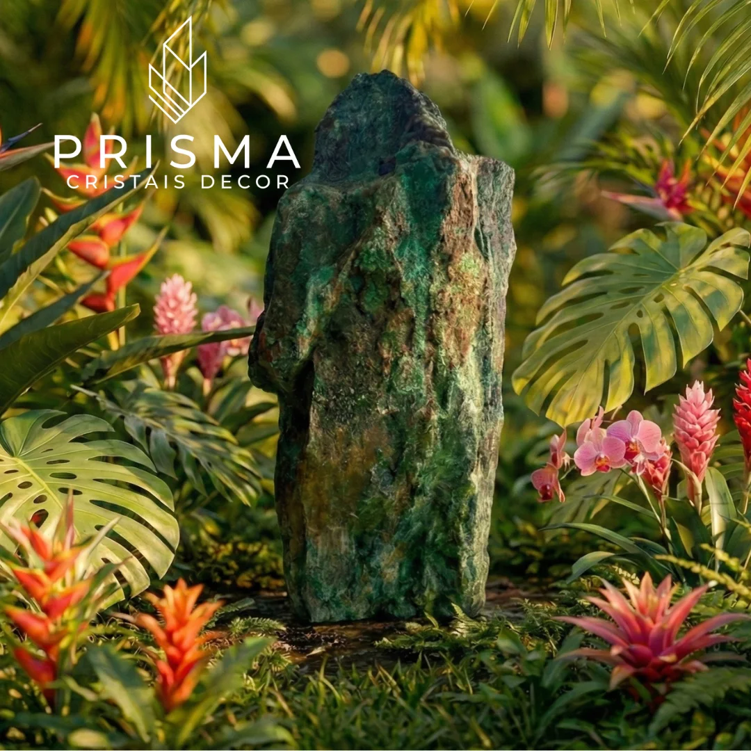 Ponta Bruta de Malaquita — detalhe das faixas concêntricas naturais irreproduzíveis, verde intenso