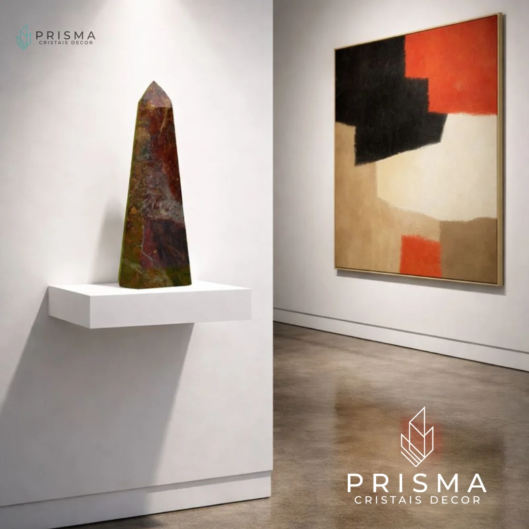 Ponta de Calcedônia Mosaico 32cm em ambiente de decoração de alto padrão