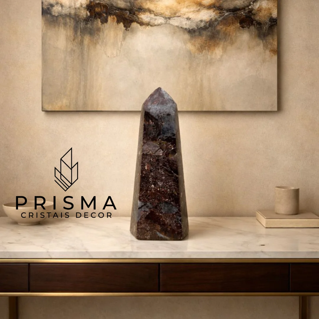 Ponta de Calcedônia Mosaico — detalhe das faixas e veios naturais irreproduzíveis