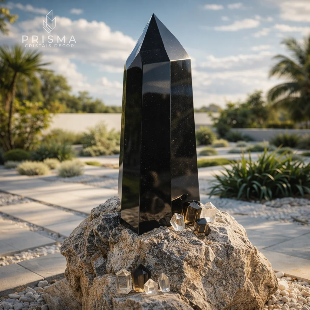 Ponta de Quartzo Preto 45cm, 19kg — Morion de Minas Gerais em ambiente natural, chakra raiz aterramento