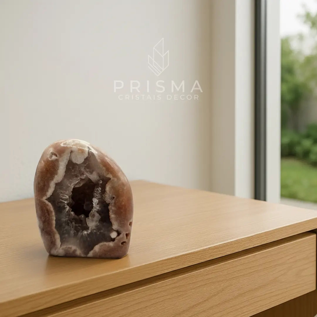 Capela de Ametista Rosa 75% - vista lateral da estrutura natural