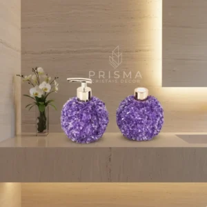 Kit Saboneteira e Difusor em Ametista natural premium para decoração de interiores
