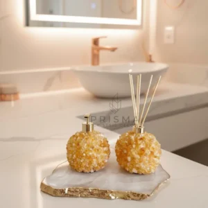 Kit Saboneteira e Difusor em Citrino natural premium para decoração de interiores