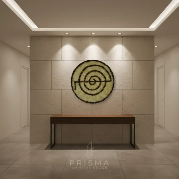 Mandala Espiral com Cristais em cristal natural premium para decoração de interiores