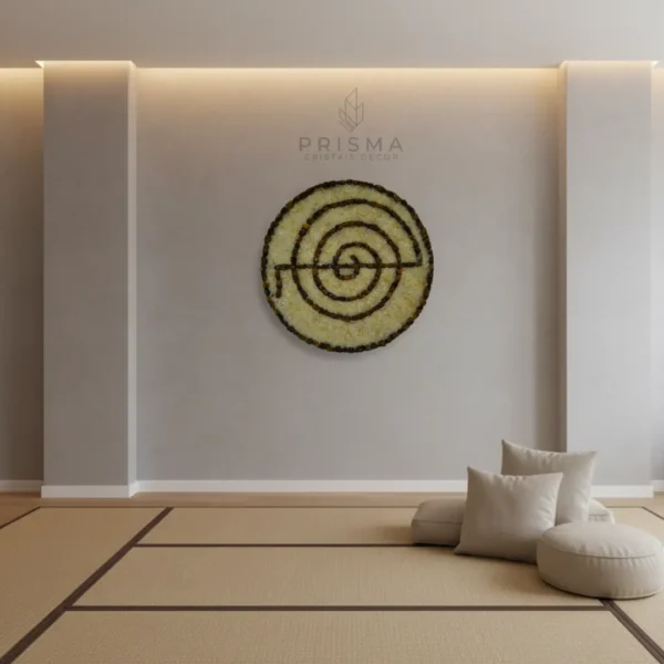 Mandala Espiral com Cristais em cristal natural premium para decoração de interiores