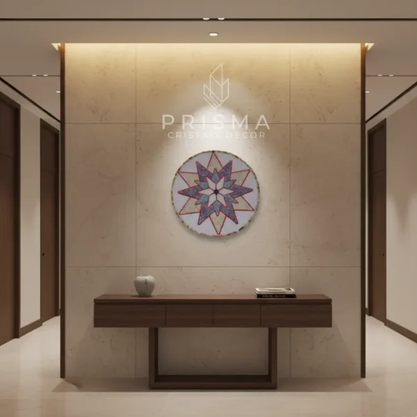 Mandala Estrela em cristal natural premium de 45 cm para decoração de interiores