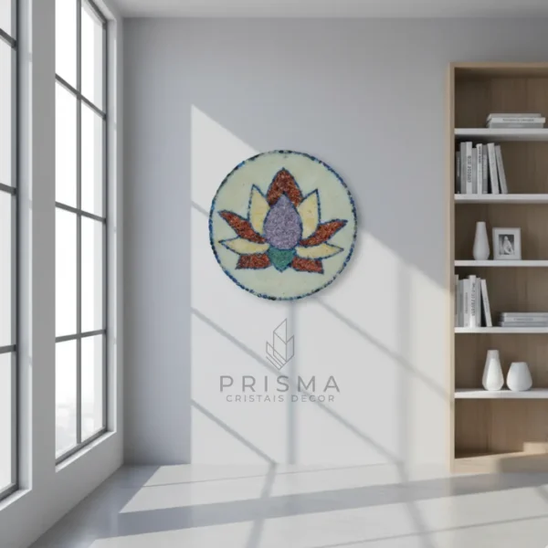 Mandala Lótus em cristal natural premium para decoração de interiores