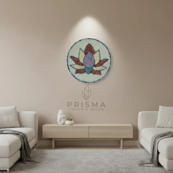 Mandala Lótus em cristal natural premium para decoração de interiores
