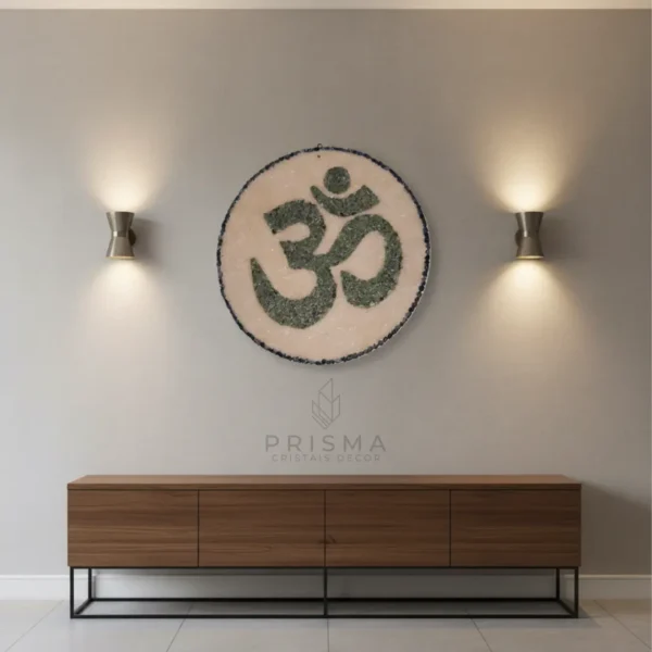Mandala OM com Cristais em cristal natural premium para decoração de interiores e fachadas