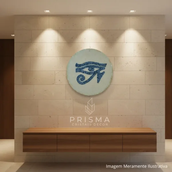 Mandala Olho de Hórus com Cristais em cristal natural premium para decoração de interiores