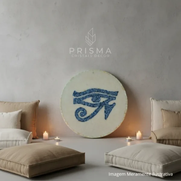 Mandala Olho de Hórus com Cristais em cristal natural premium para decoração de interiores