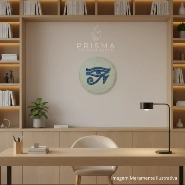 Mandala Olho de Hórus com Cristais em cristal natural premium para decoração de interiores
