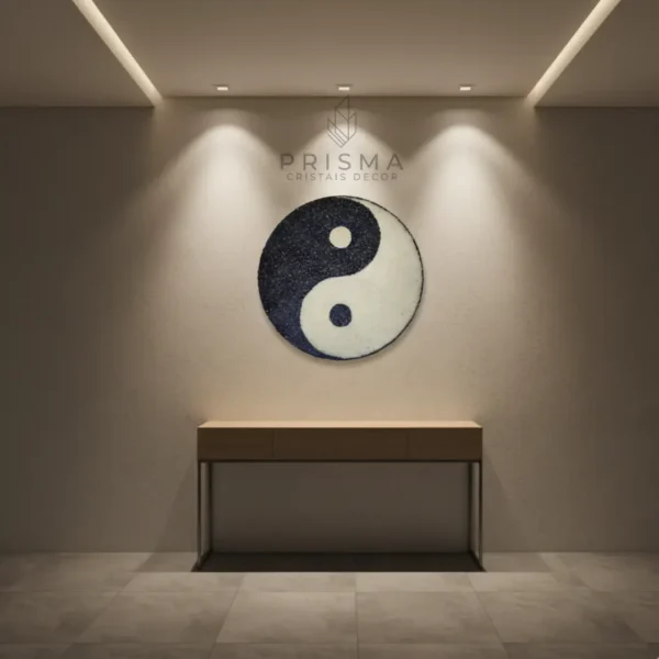 Mandala Yin Yang com Cristais em cristal natural premium para decoração de interiores