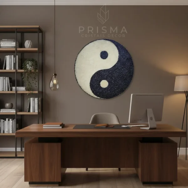 Mandala Yin Yang com Cristais em cristal natural premium para decoração de interiores