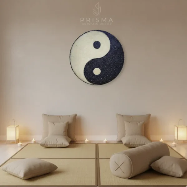 Mandala Yin Yang com Cristais em cristal natural premium para decoração de interiores